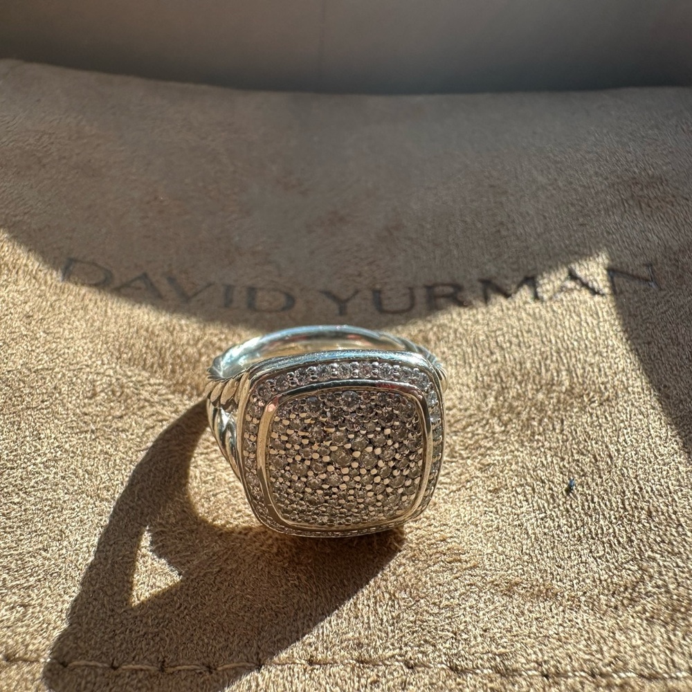 David Yurman Albion Sterling Silver and Diamond Pave Ring, 11mm. Size 7